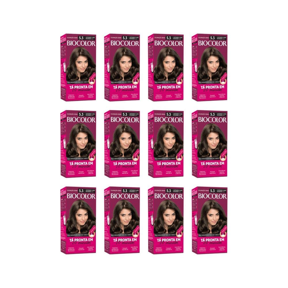 Coloraçao Biocolor Creme 5.3 Castanho Claro Dourado - 12Un