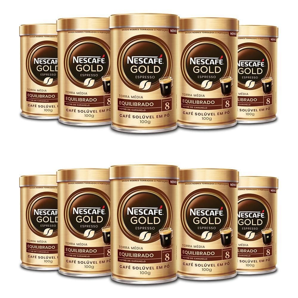 Café Solúvel Nescafé Gold Equilibrado Kit 10 Latas 100G
