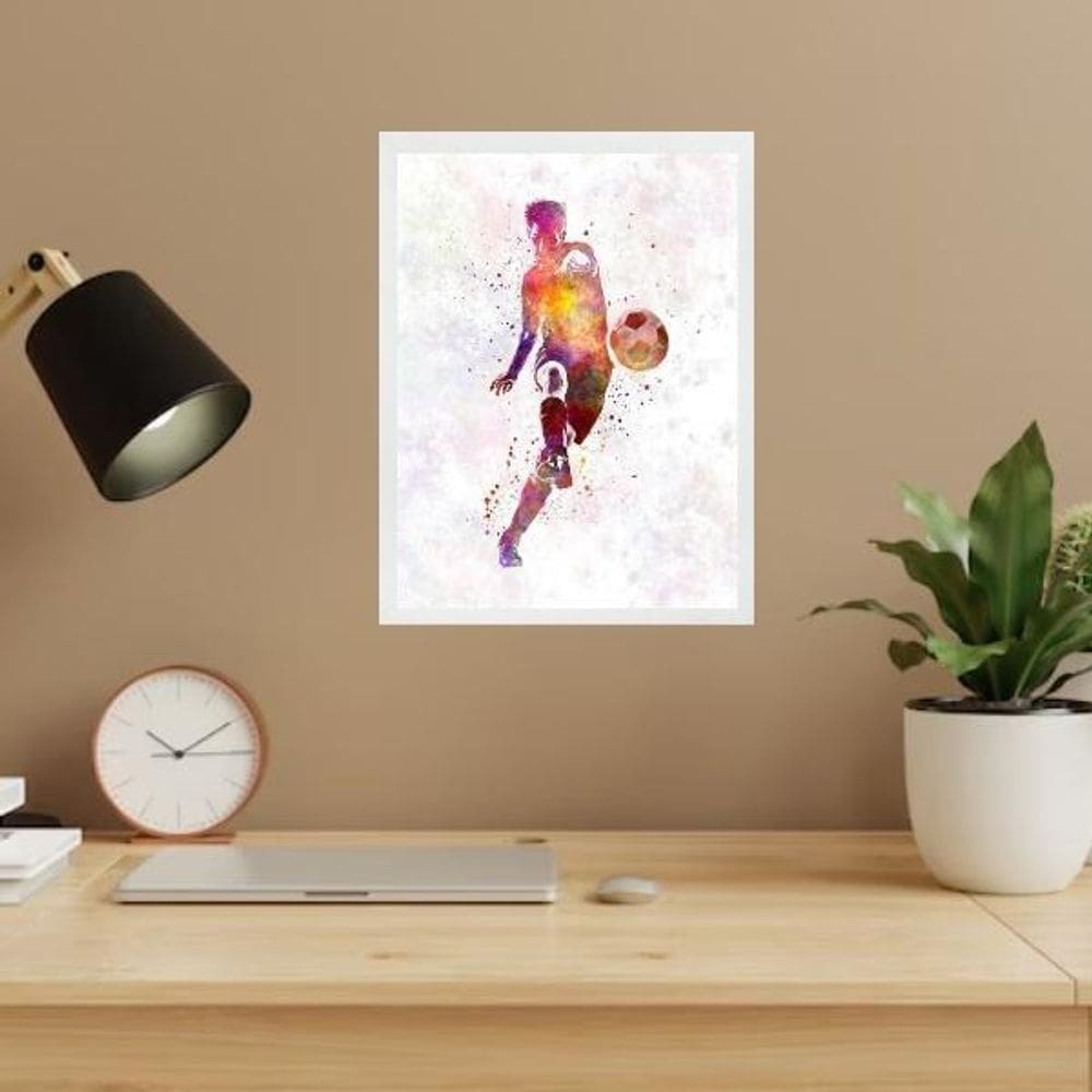 Quadro Decorativo Homem Jogando Futebol 24X18Cm