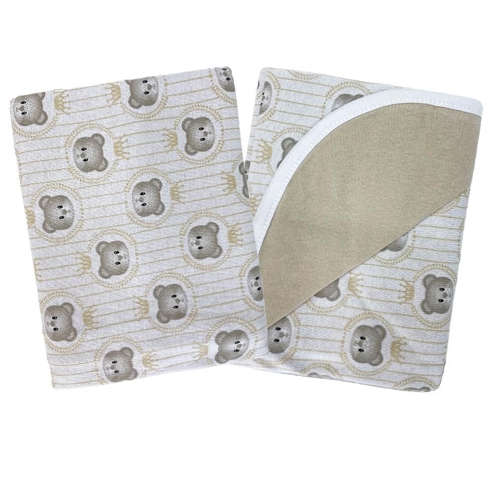 Manta Dupla Face 90X90Cm Malha Estampada Royal Baby Bege