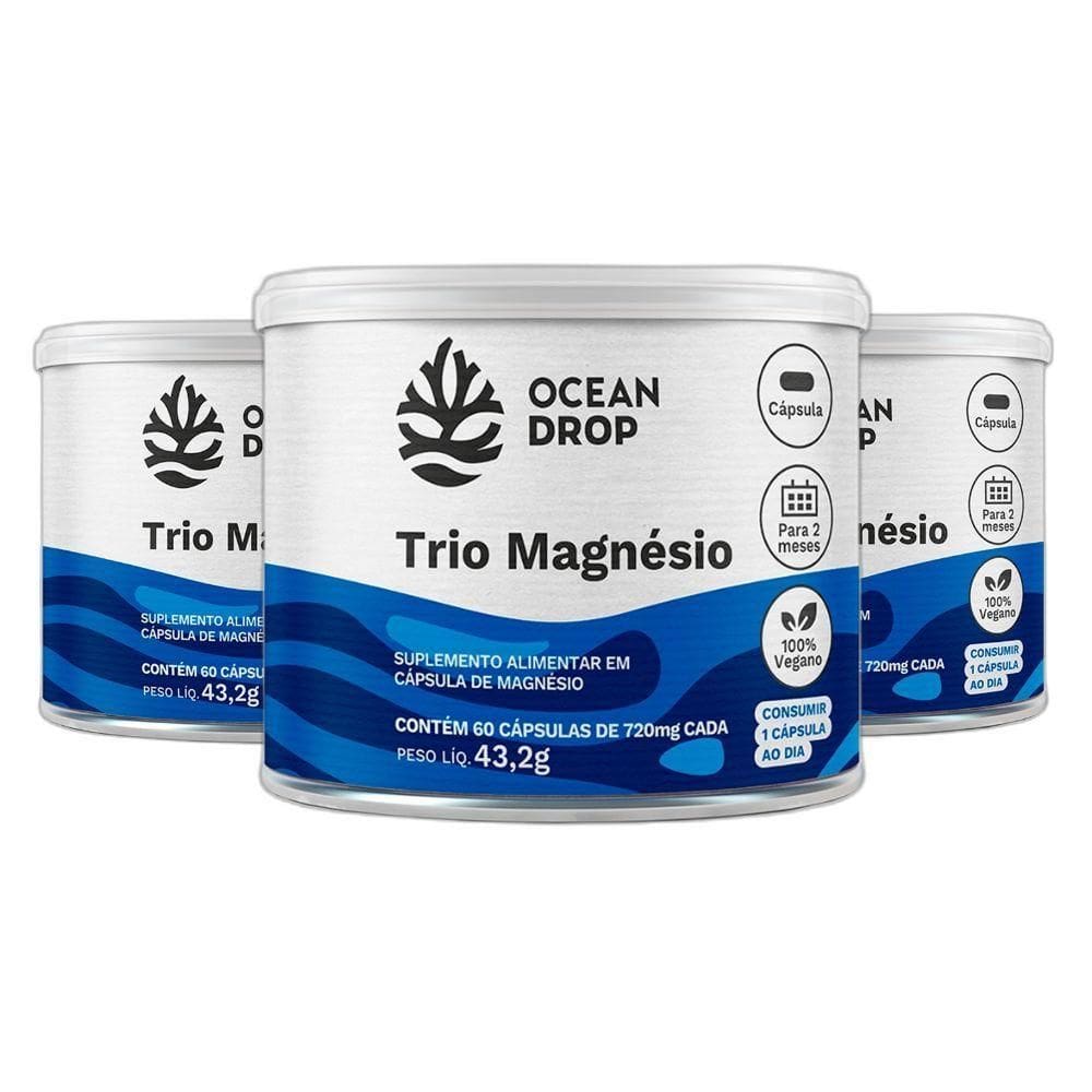 Kit 3 Trio Magnesio Quelato Dimalato 720Mg 60Caps Ocean Drop