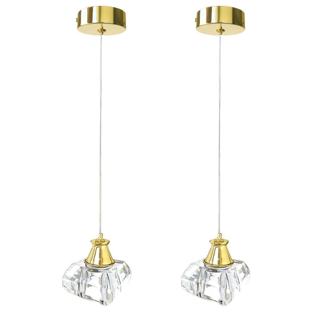 Kit 2 Pendente Cristal K9 Lavabo Metal Dourado G9 Bet13