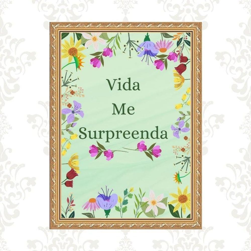 Quadro Moldura Dourada Vida Me Surpreenda 24X18Cm