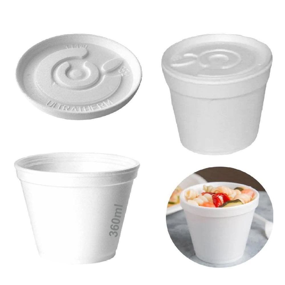 Pote Térmico Isopor 360Ml Descartável C/100 C/Tampa Sorvete