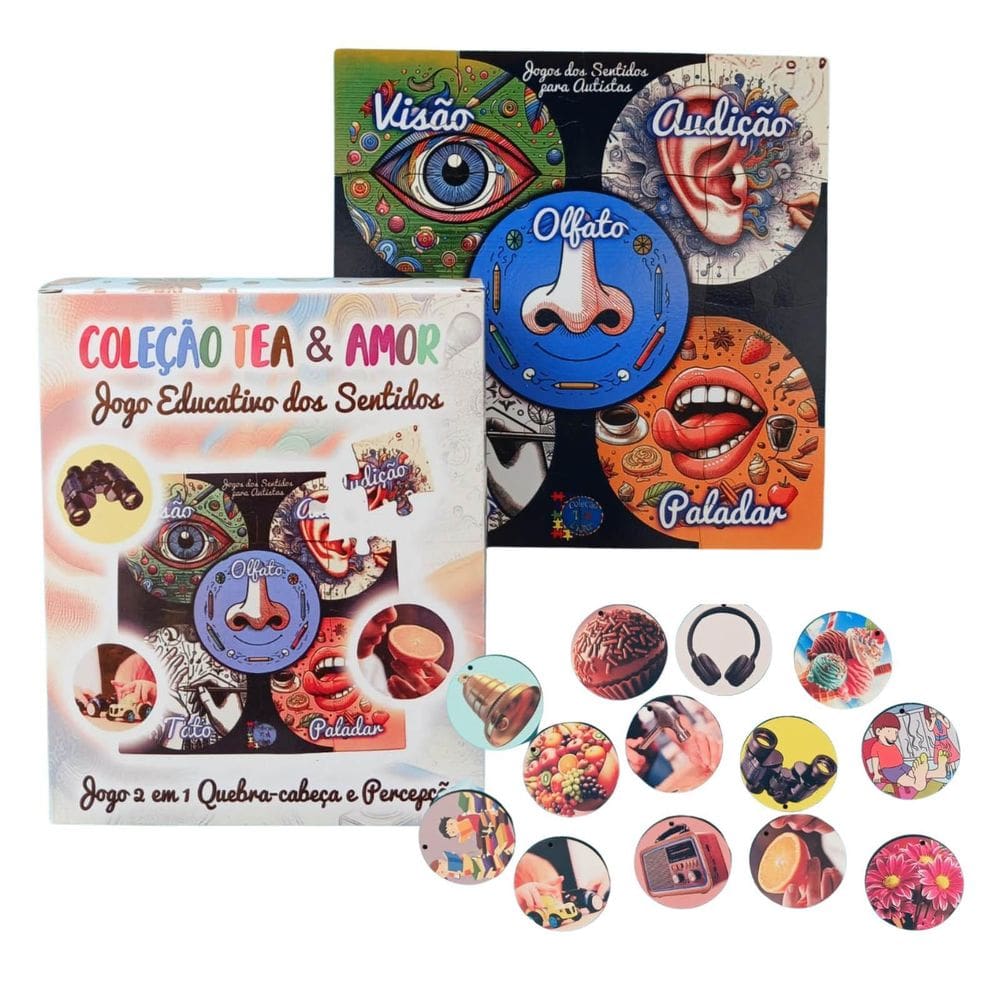 Jogo Dos 5 Sentidos Educativo Placa Quebra-Cabeça Divertido