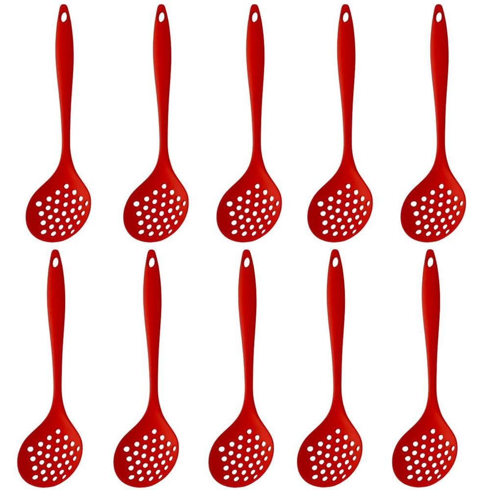 Escumadeira De Silicone Vermelha Grande Kit 10 Un