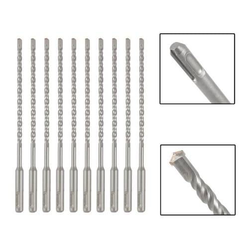 imagem-Jogo 10 Brocas Sds Plus 6X310 Mm Aço Carbono Tungstênio