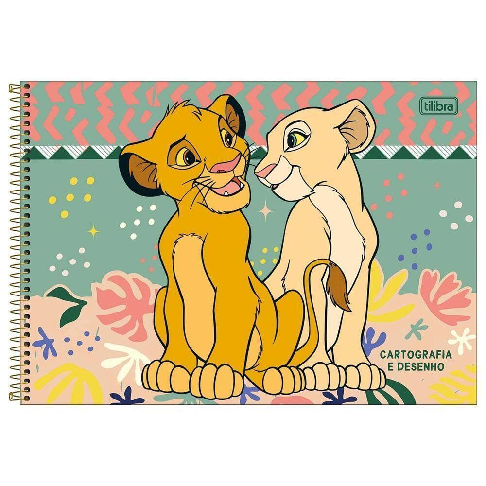 Caderno Desenho Cartográfia 80Fls Rei Leão Nala Tilibra