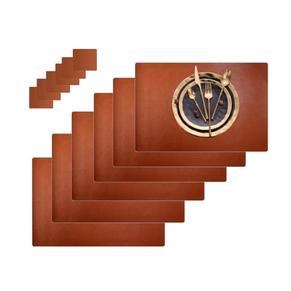 Jogo Americano Sousplat Retangular 16 Pçs Limpa Facil Couro