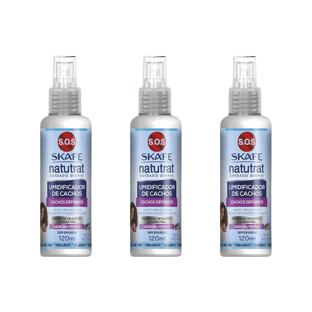 Umidificador De Cachos Skafe Natutrat Sos Cuid Dia 120Ml-3Un