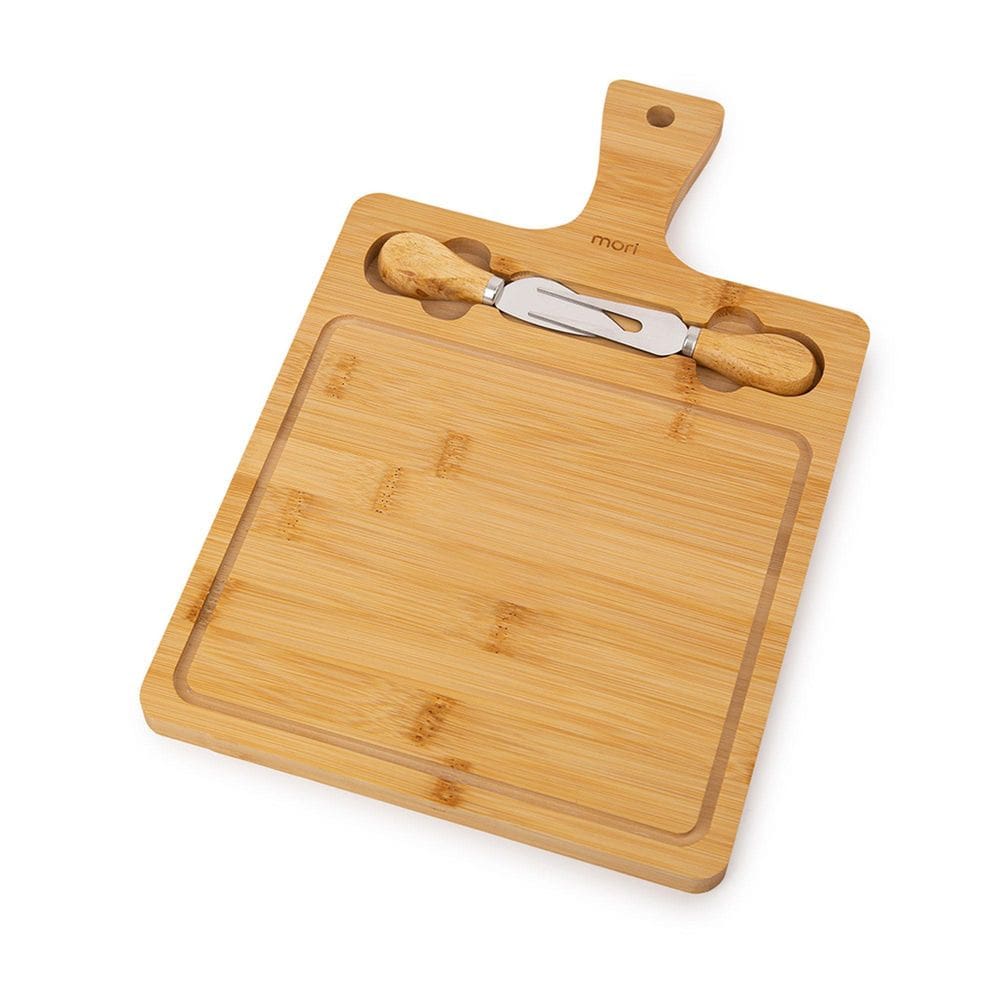 Jogo Para Queijo 2 Pçs Bambu Tabua Faca Espátula