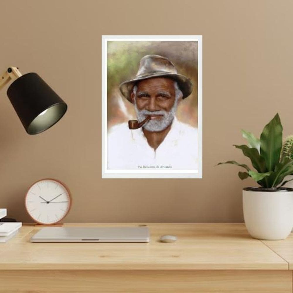 Quadro Pai Benedito De Aruanda 33X24Cm - Com Vidro