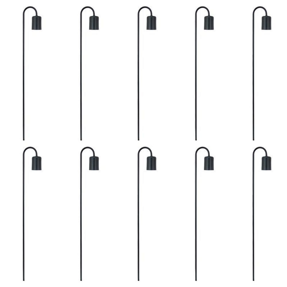 Kit 10 Luminária Balizador Jardim Spot Curvo Gu10 Preto 75Cm