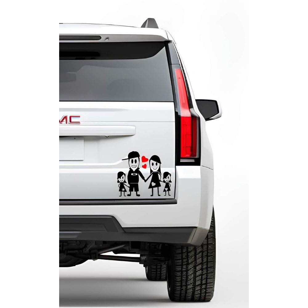 Adesivo Para Carro Família Feliz - Casal + 2 Filhas