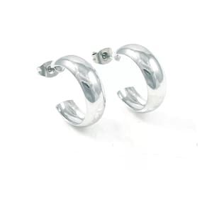 Brinco de Argola Feminina Prateado de Tarraxa Aço Inoxidável