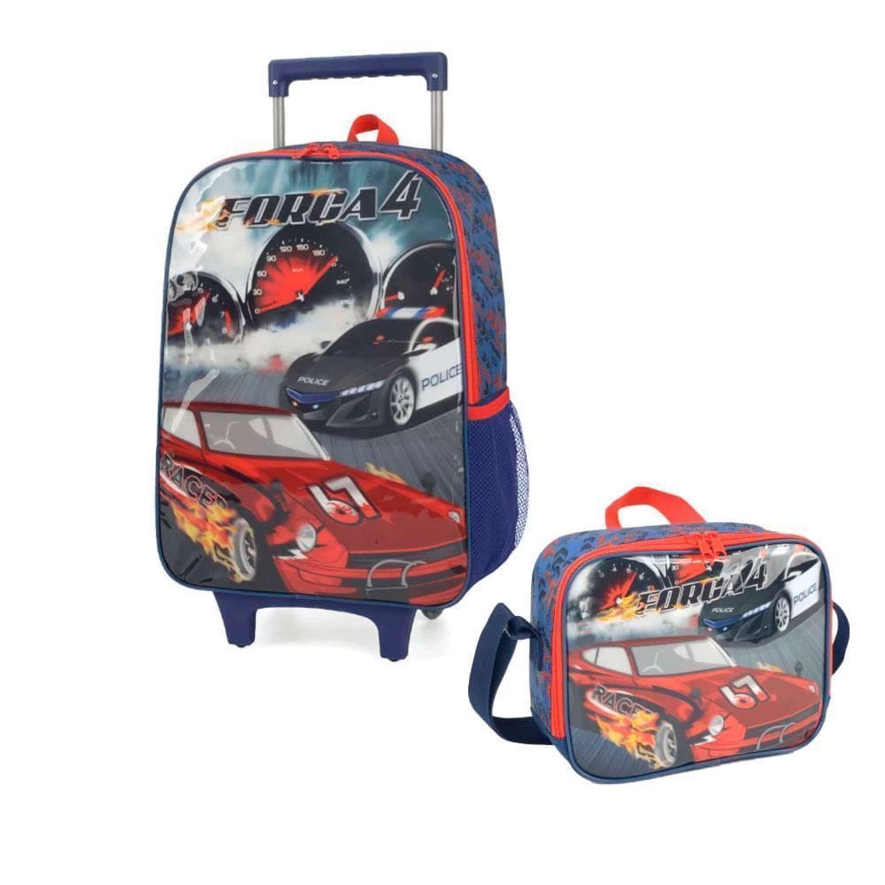 Mochila Carrinho Luxcel Força4 +Lancheira Preta