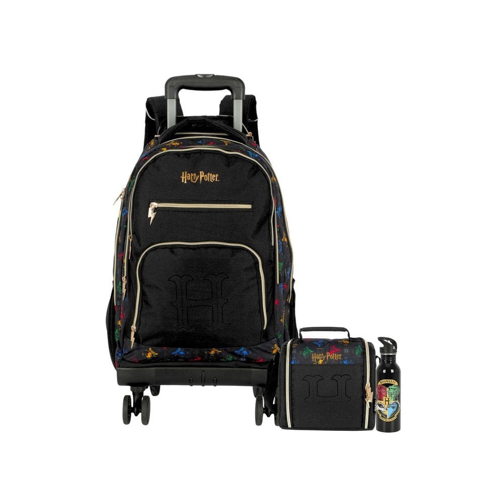 Kit Mochila Rodas + Lancheira Térmica + Garrafa Harry Potter