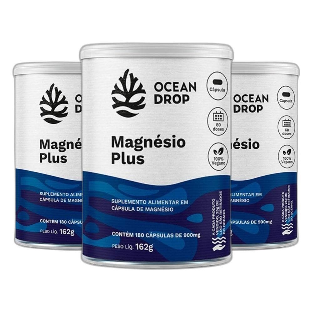 Kit 3X Magnesio Plus Quelato Dimalato 180 Caps - Ocean Drop