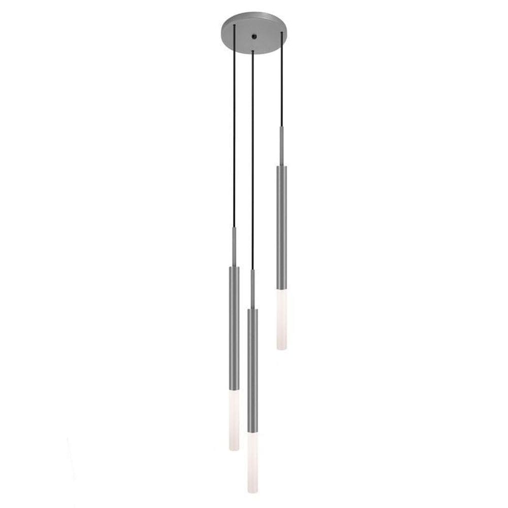 Pendente Luminária Tubo Teto Triplo Difusor Lavabo Prata