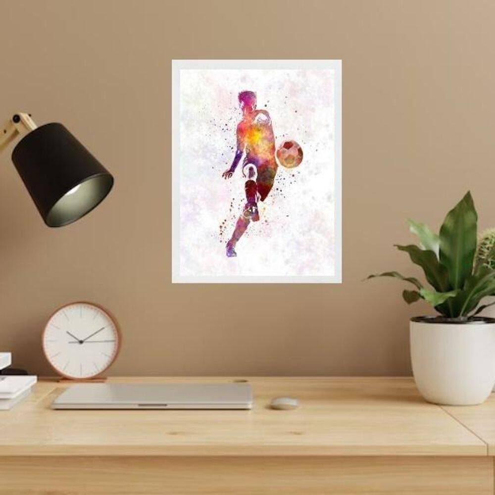 Quadro Decorativo Homem Jogando Futebol 45X34Cm
