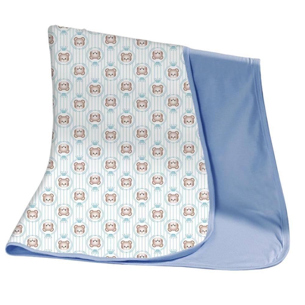 Manta Dupla Face 90X90Cm Malha Estampada Royal Baby Azul