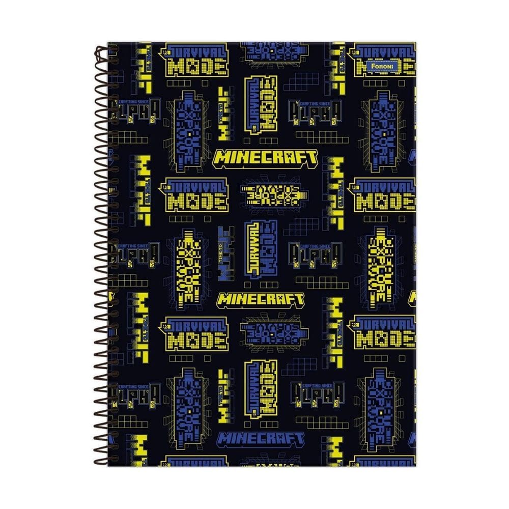 Caderno Minecraft Creeper Espiral Capa Dura 1 Matéria 80F