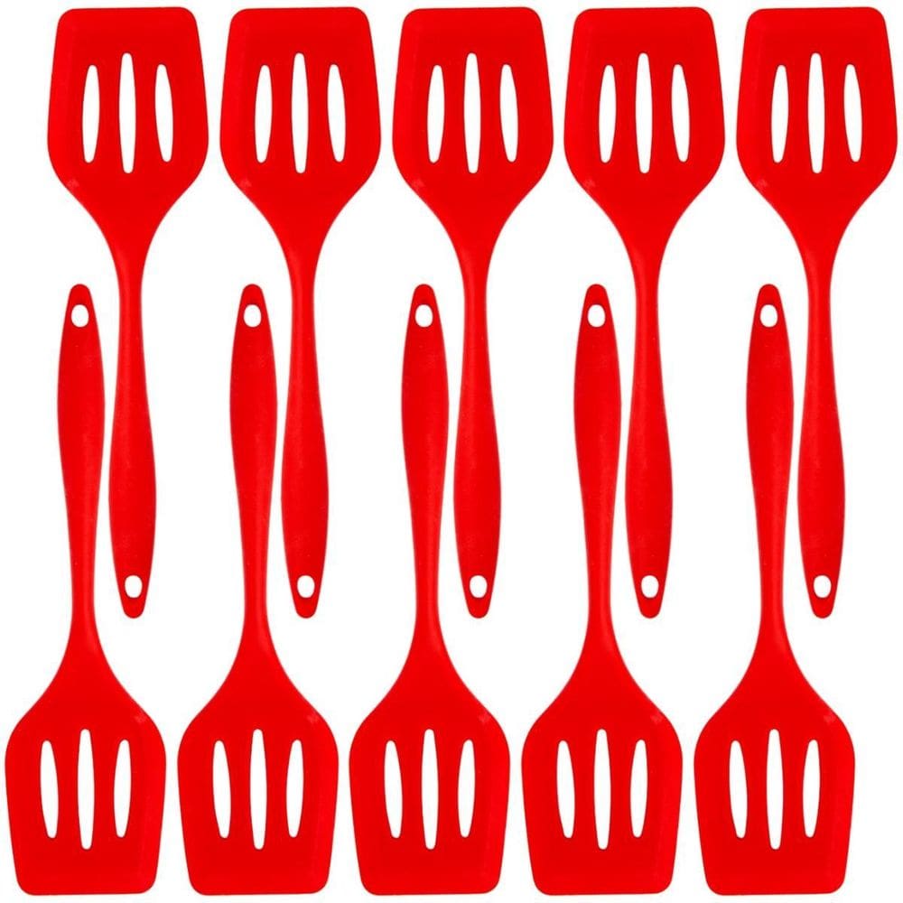 Espatula De Silicone Vazada Vermelha Grande Kit 10 Un