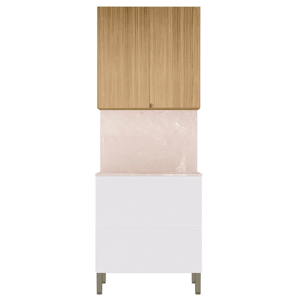 Armário de Cozinha Aéreo e Balcão 80cm Minsk K02 Branco/Freijó - Mpozenato