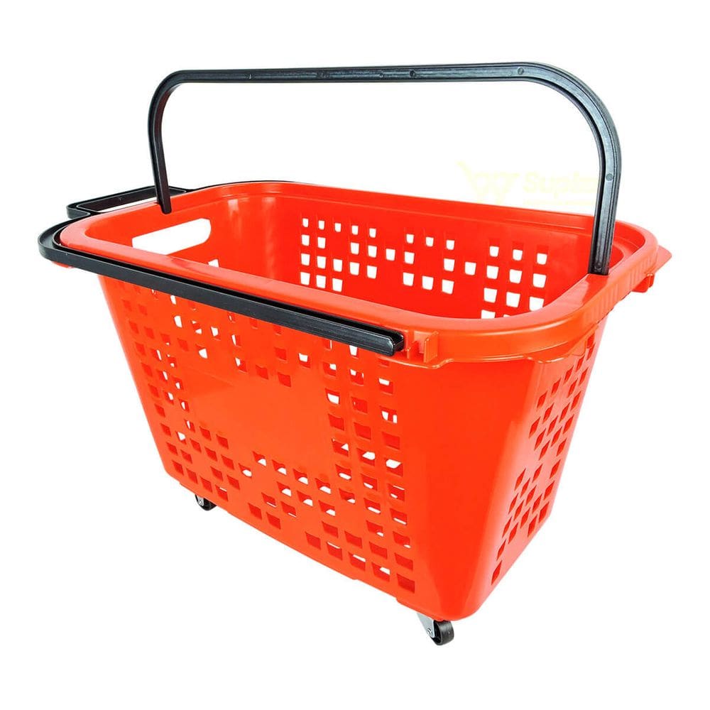 Cesta De Compras Com Rodas 40L Vermelha