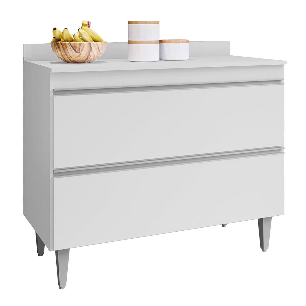 Balcão de Cozinha Com Tampo 100cm 2 Portas Julia M24 Branco - Mpozenato