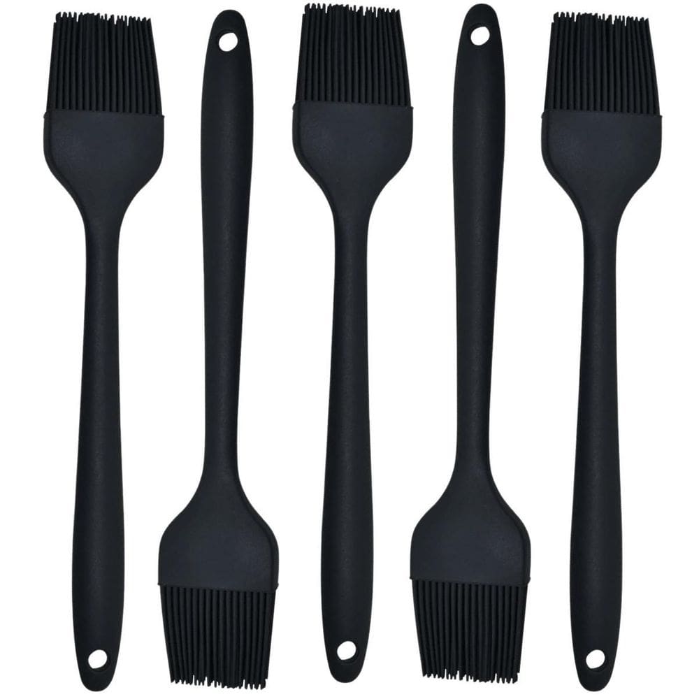 Pincel Culinario De Silicone Preto Kit 05 Un