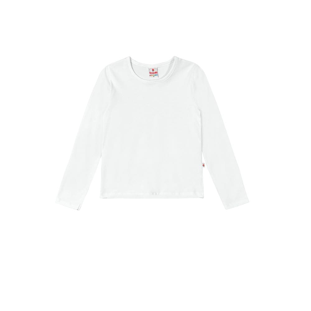Blusa básica infantil menina em cotton Brandili Branco