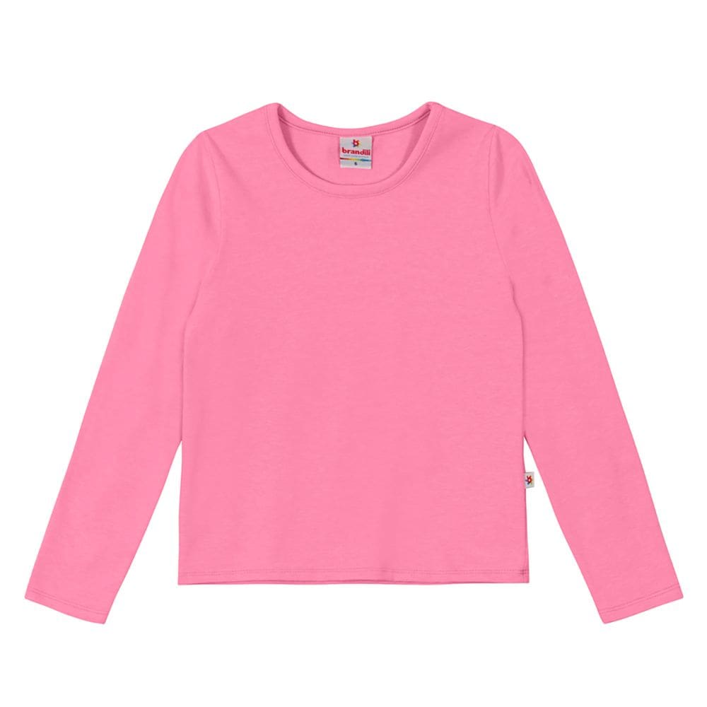 Blusa básica infantil menina em cotton Brandili Rosa