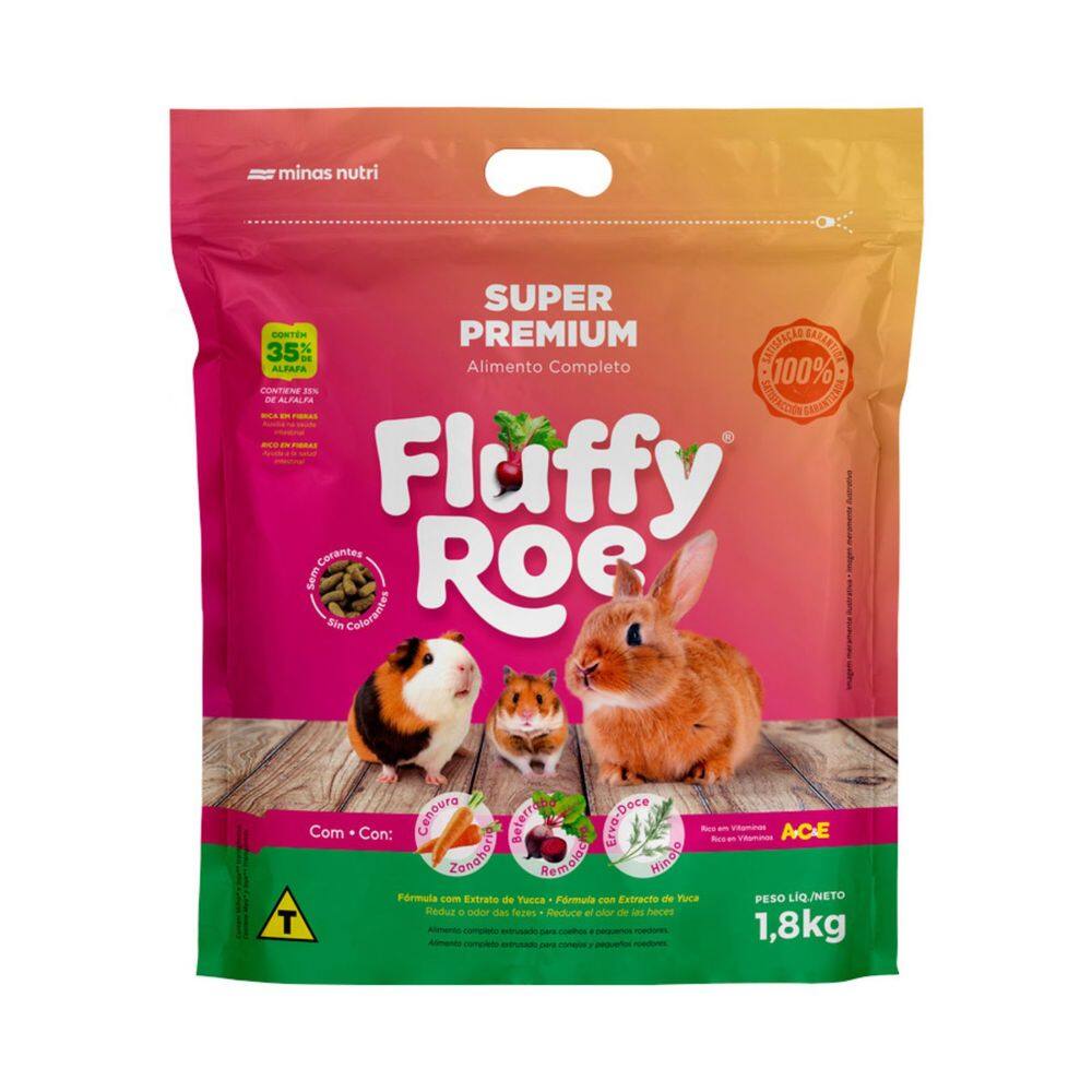 Fluffy Roe 1,8Kg Alimento Para Coelhos E Roedores