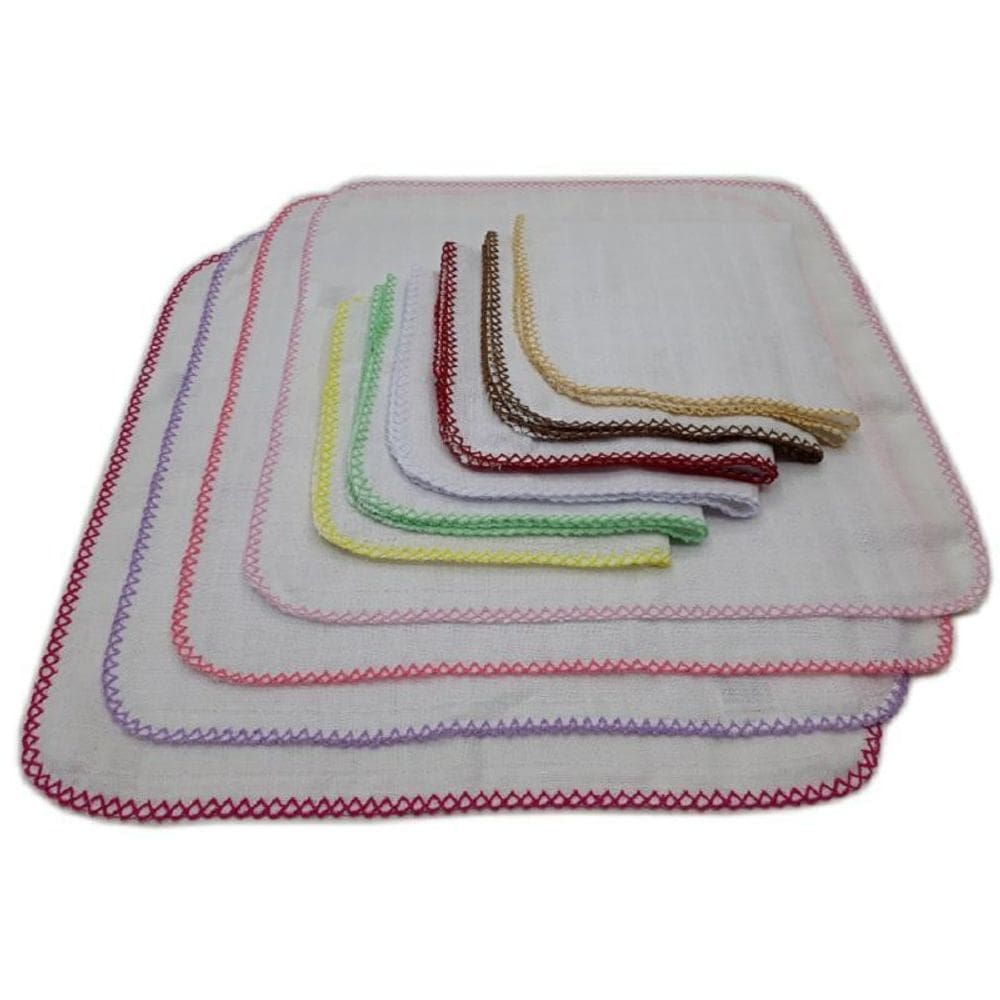 Kit 5 Fralda De Boca Quadriculada 33X33 Com Crochê Feminino
