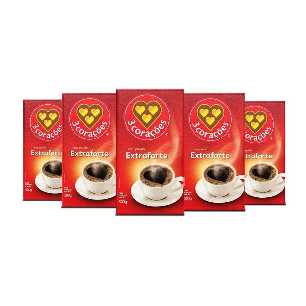 Café 3 Corações Extraforte A Vácuo Kit 5 Pacotes 500G