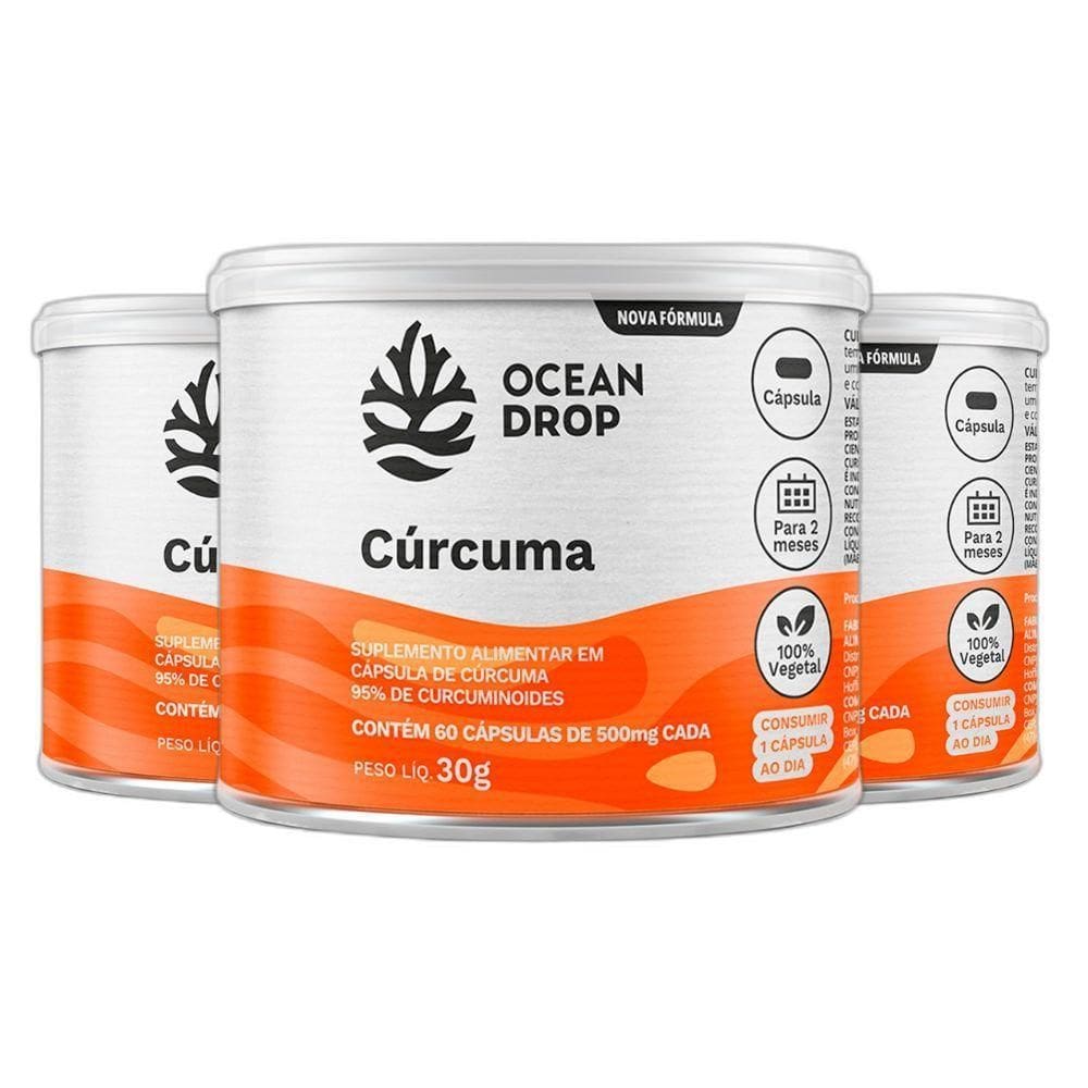 Combo 3X Curcuma 500Mg Oleo De Linhaça 60Caps Ocean Drop