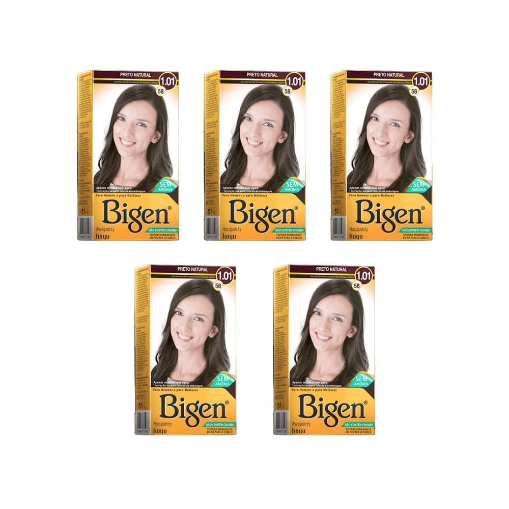 Coloraçao Bigen 58 Preto Natural - Kit C/5Un