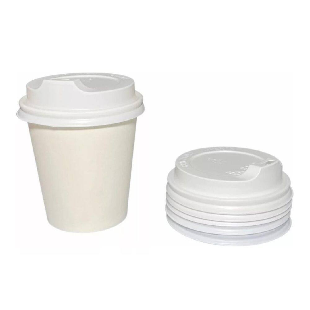 Copo Papel Branco 110Ml Tampa Biodegradável 100Un Térmico