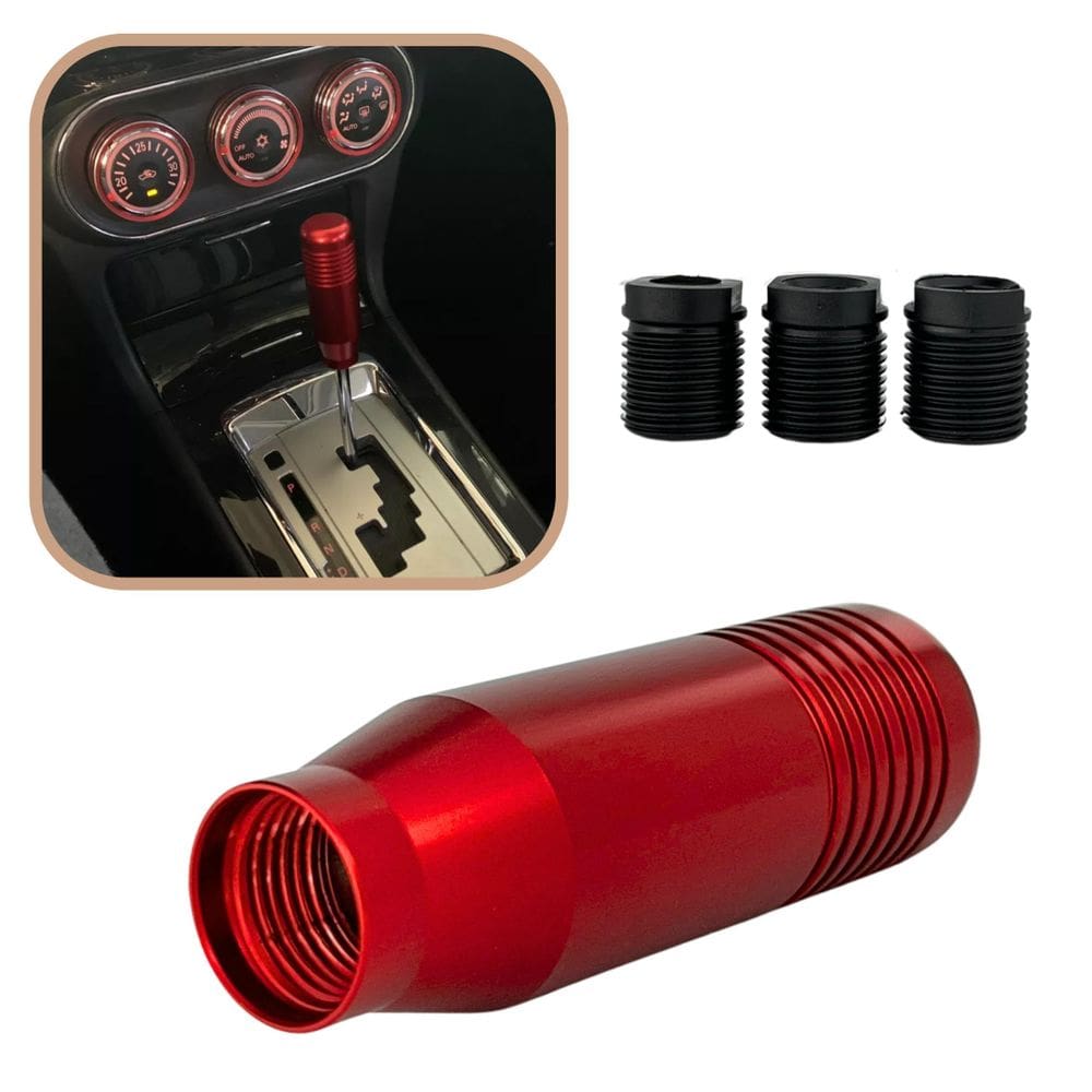 Manopla Câmbio Esportiva Metal Vermelho Universal Ajustável