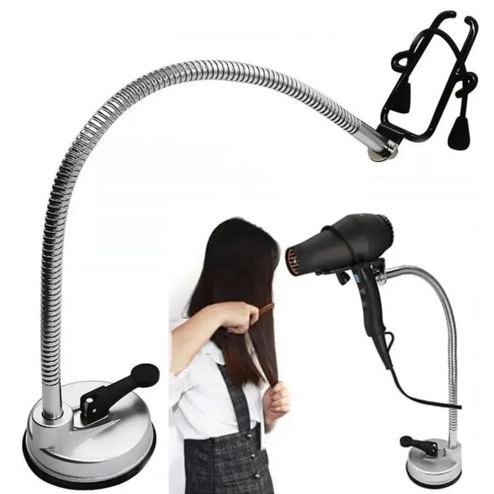 Suporte De Secador Cabelo Articulável Ventosa Parede E Vidro