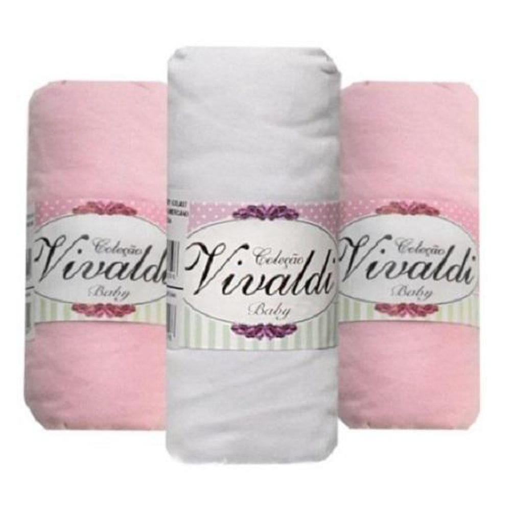 3 Lençol De Berço Com Elástico Malha 1 Rosa 1 Branco 1 Rosa