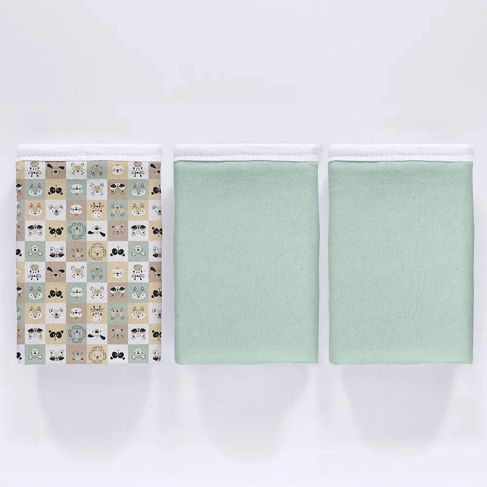 Kit 3 Pçs Fronha Para Bebê 30X40 100% Algodão Zoo