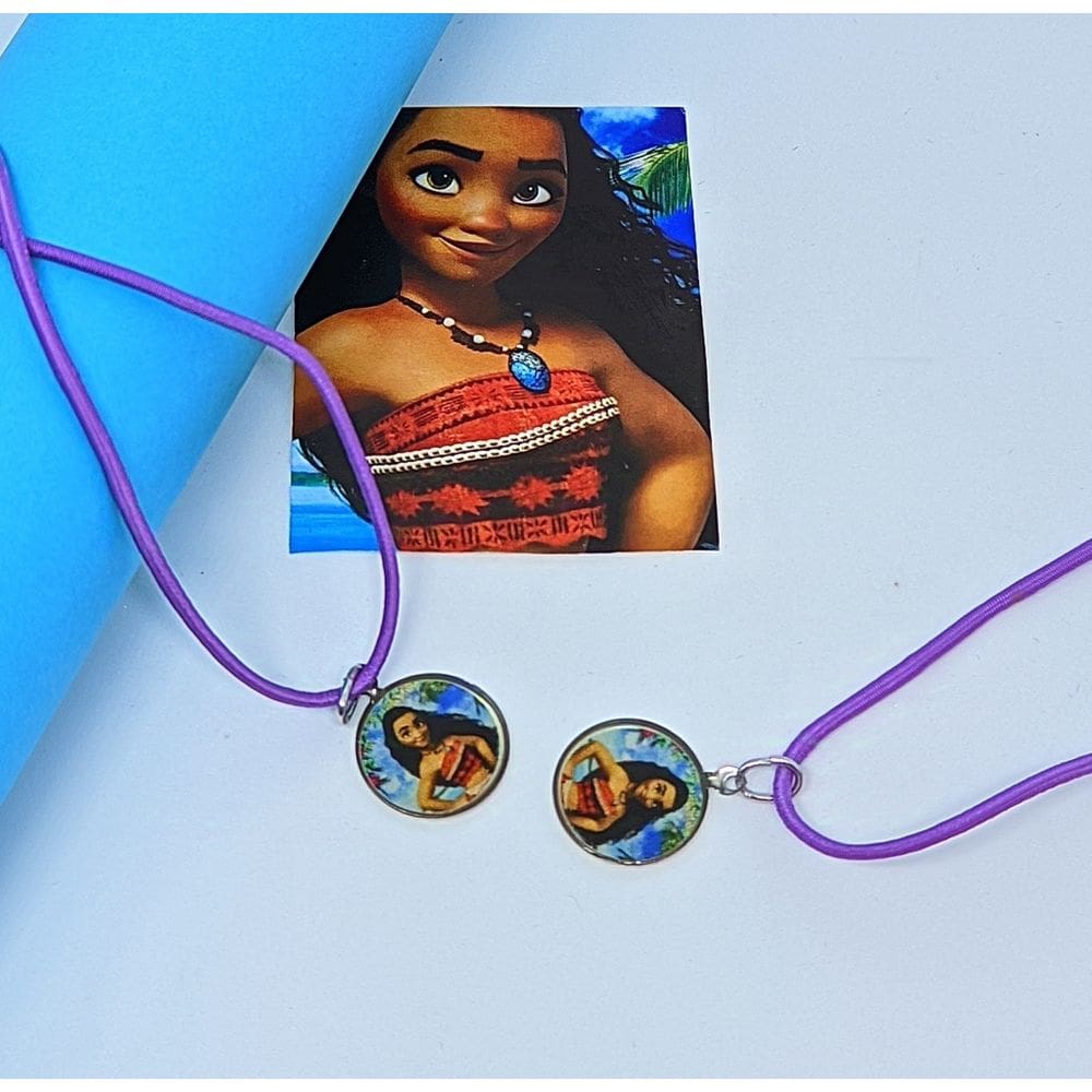 Kit Colares Best Friends Cordão Duplo Amizades com Pingente Personagem o Filme Princesa Moana Desenho Lembrancinha
