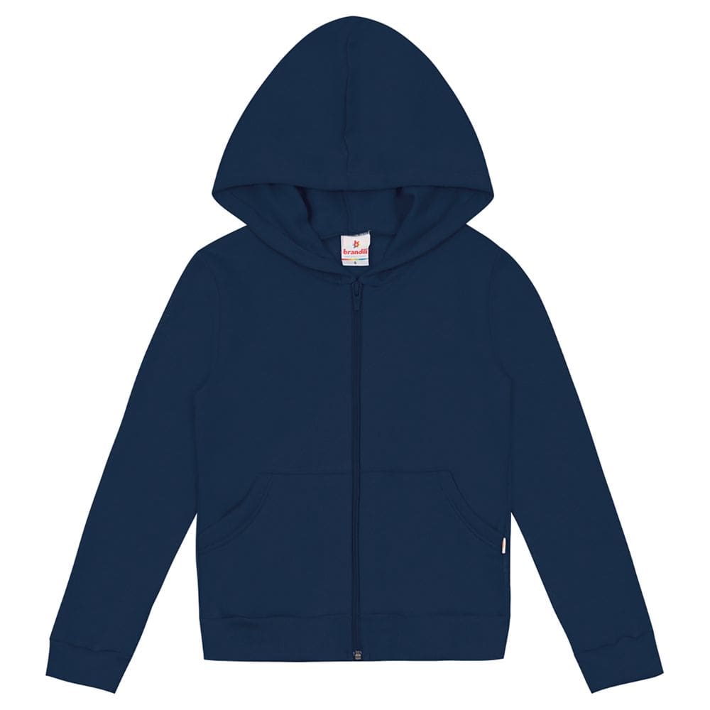 Jaqueta básica infantil menina em moletom Brandili Azul