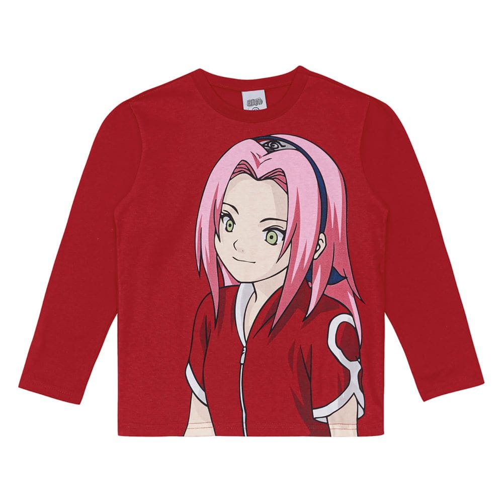 Camiseta infantil unissex Naruto Brandili Bordô