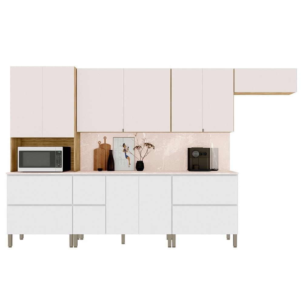 Armário de Cozinha CP04 Com Tampo 120cm Minsk K02 Branco/Soft - Mpozenato