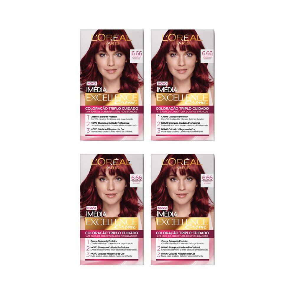 Coloraçao Imedia 6.66 Vermelho Intenso-Kit C/4un