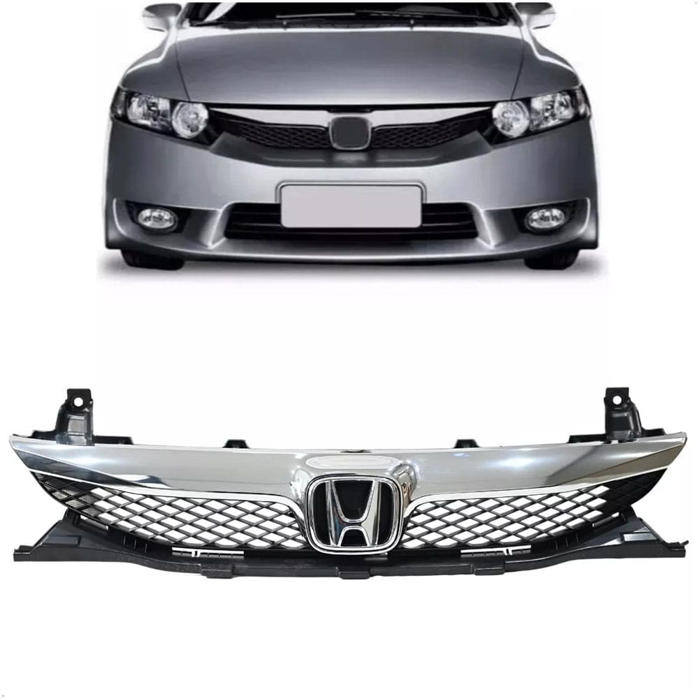 Grade Honda Civic Preta Com Moldura Cromada - Novo