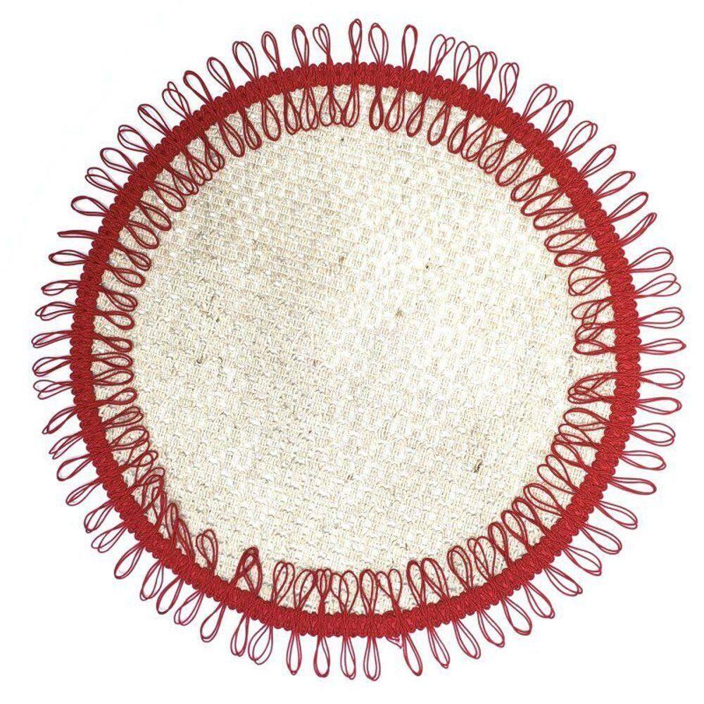 Kit 2 Sousplat Liz De Juta Sustentável Vermelho Ii 40cmx40cm vermelho
